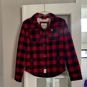 Abercrombie Red and Black Kids Plaid Shacket (Shirt/Jacket).